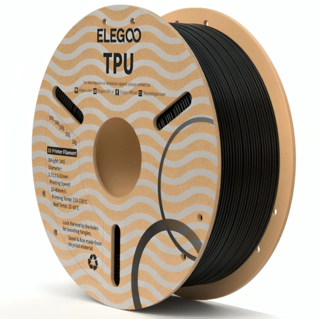 NEGRO TPU plastic trays FLEXIBLE Elegoo Filamento Diámetro 1,75mm 1kg 50.203.0567