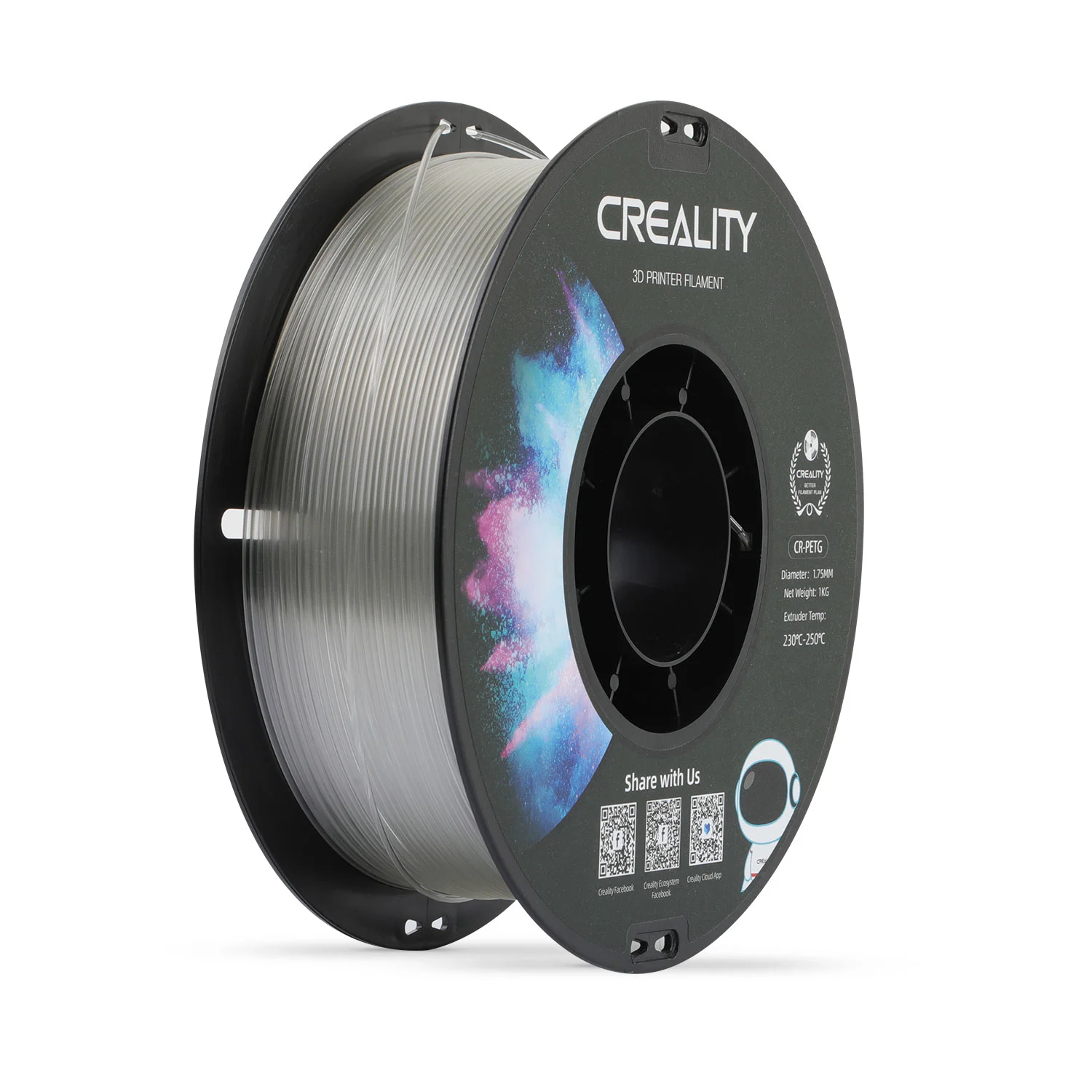 TRANSPARENTE CR-PETG Transparent 1.75 1KG CREALITY Filamento 3D 1.75 1KG 40645 3301030037