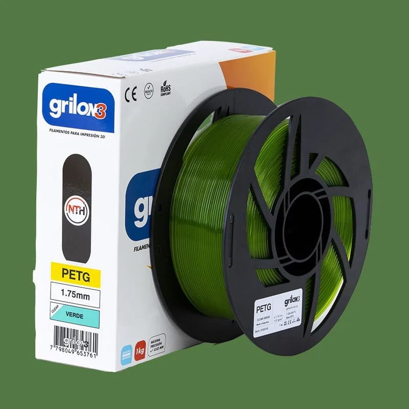 VERDE CLEAR  (translucido) PETG GRILON FILAMENTO 3D 1.75MM 1KG M77IVR175CJ